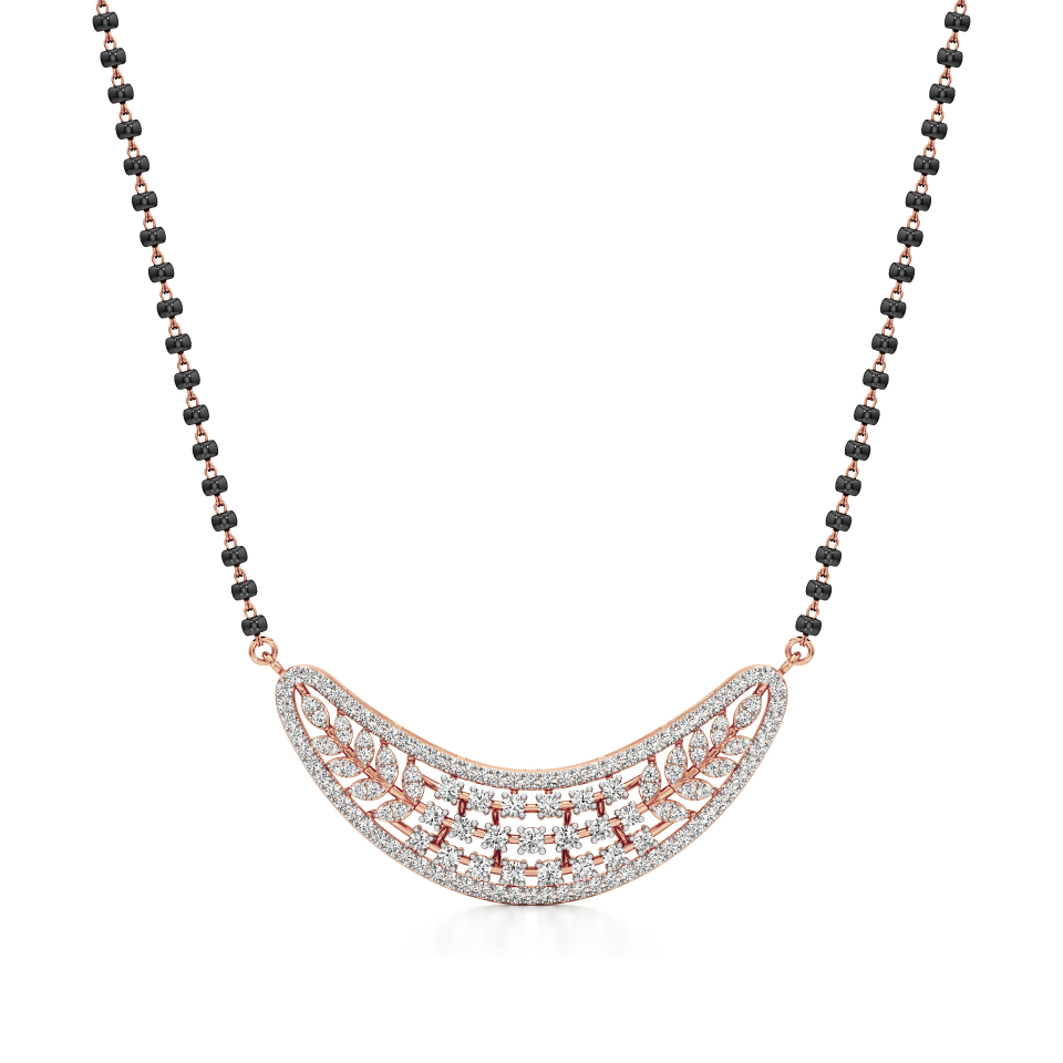 14k Rose Gold Graceful Arc Diamond Mangalsutra Necklace