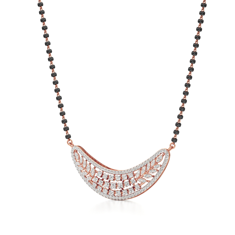 14k Rose Gold Graceful Arc Diamond Mangalsutra Necklace
