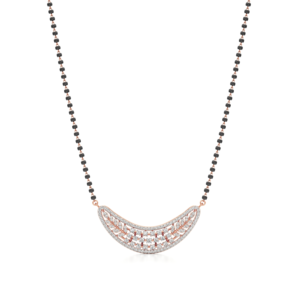 14k Rose Gold Graceful Arc Diamond Mangalsutra Necklace