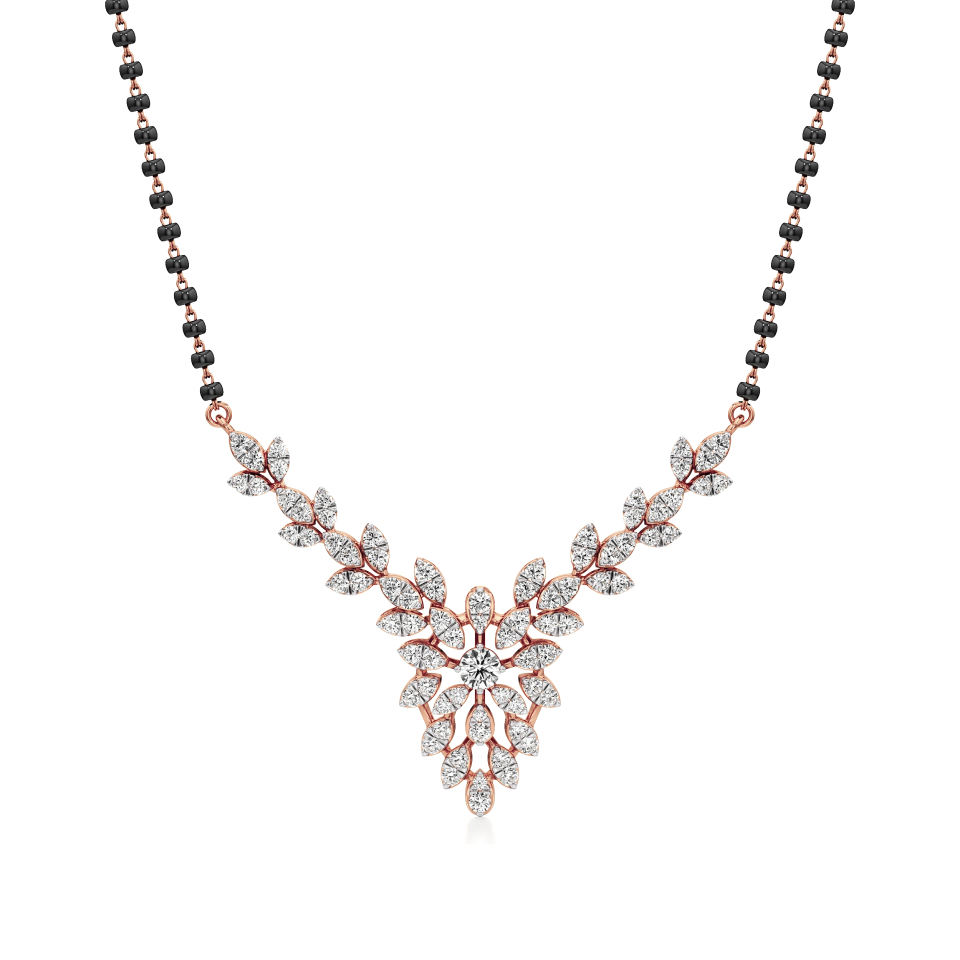 14k Rose Gold Vinelet Grace Diamond Mangalsutra Necklace