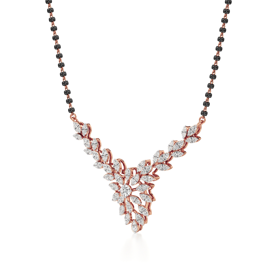 14k Rose Gold Vinelet Grace Diamond Mangalsutra Necklace