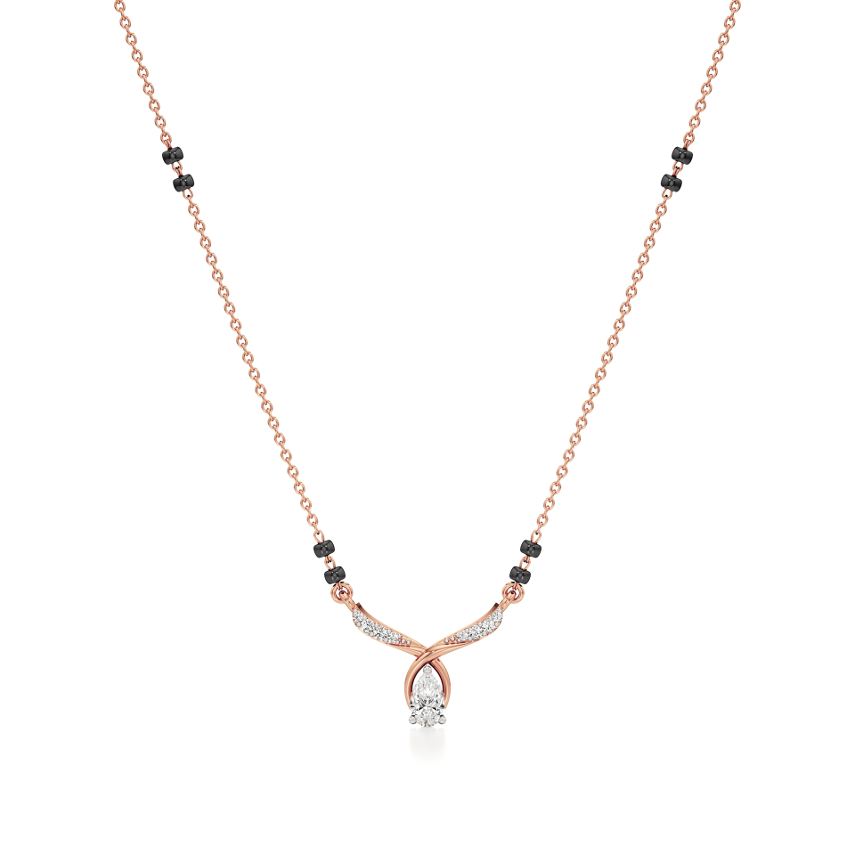 14k Rose Gold Pear Grace Diamond Mangalsutra Necklace