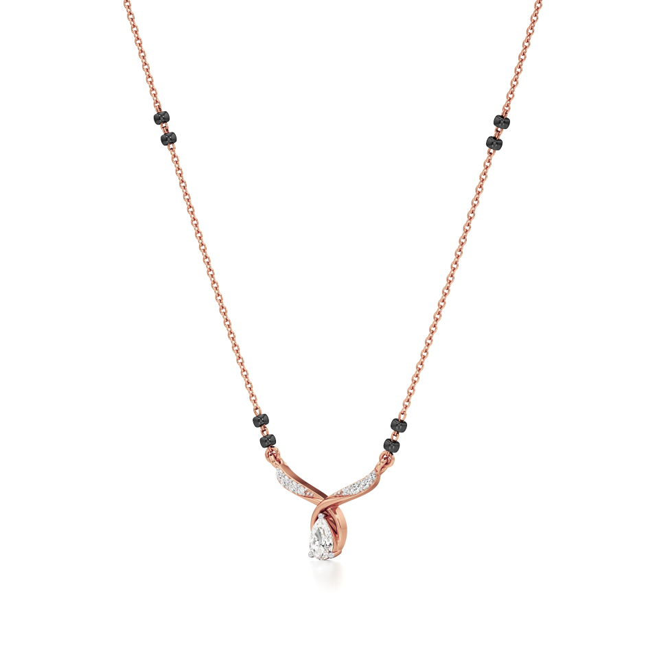 14k Rose Gold Pear Grace Diamond Mangalsutra Necklace