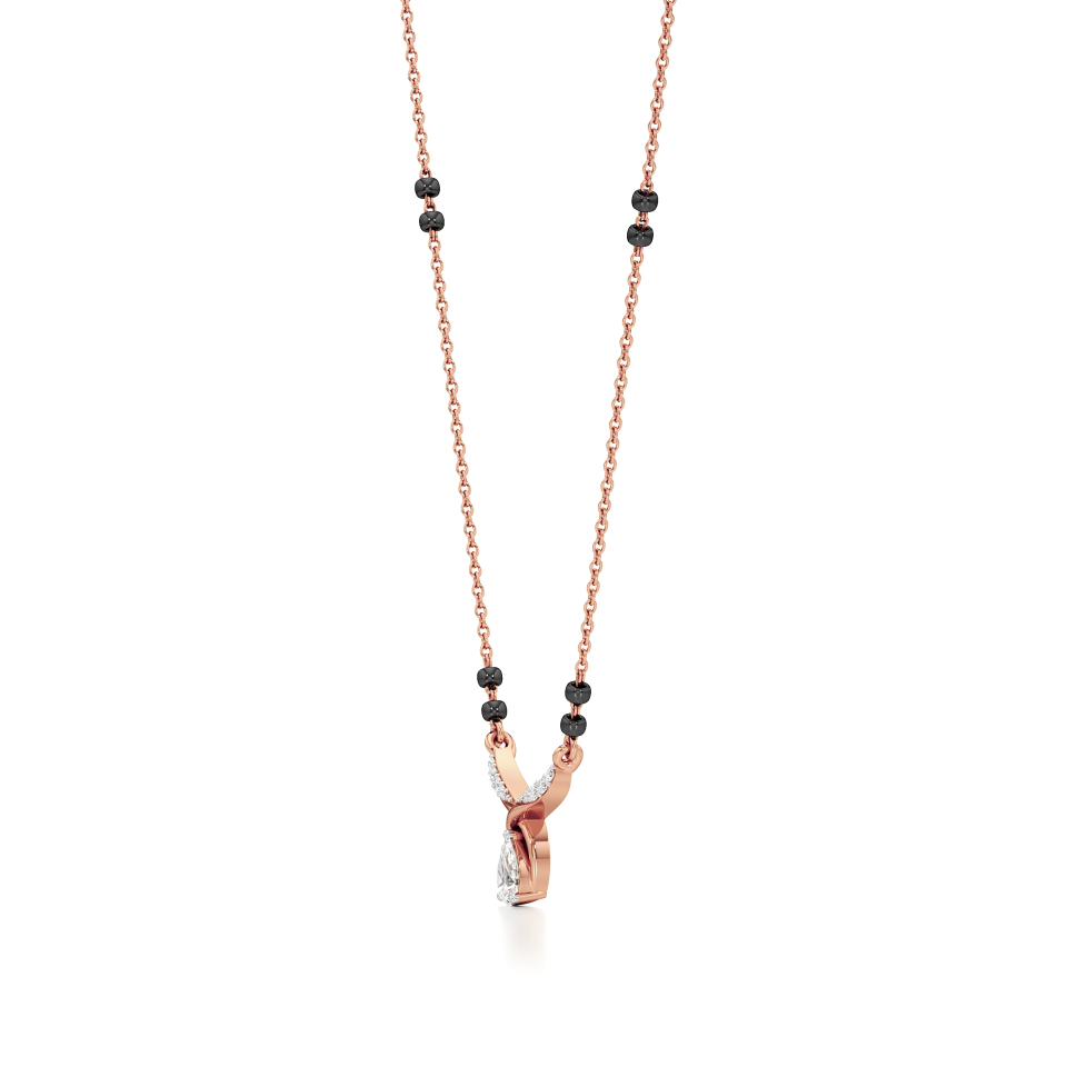 14k Rose Gold Pear Grace Diamond Mangalsutra Necklace