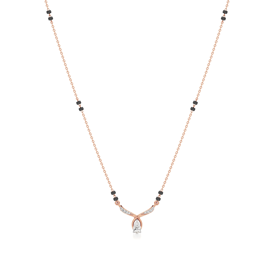 14k Rose Gold Pear Grace Diamond Mangalsutra Necklace