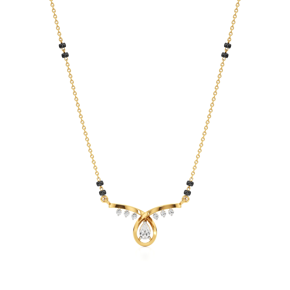 14k Yellow Gold Graceful Loop Diamond Mangalsutra Necklace