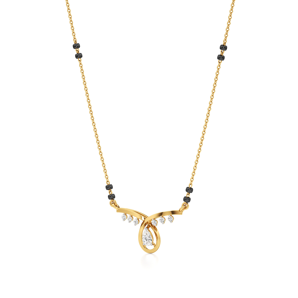 14k Yellow Gold Graceful Loop Diamond Mangalsutra Necklace