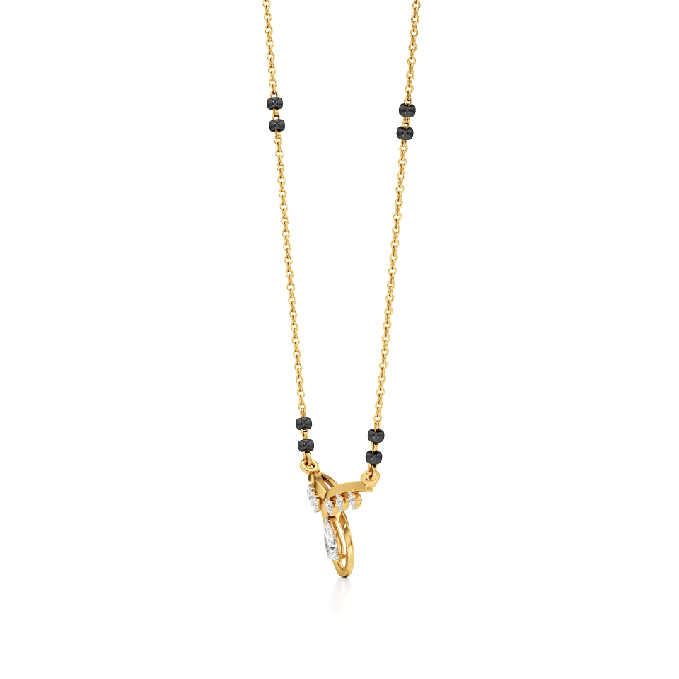 14k Yellow Gold Graceful Loop Diamond Mangalsutra Necklace