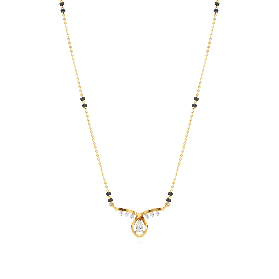 14k Yellow Gold Graceful Loop Diamond Mangalsutra Necklace
