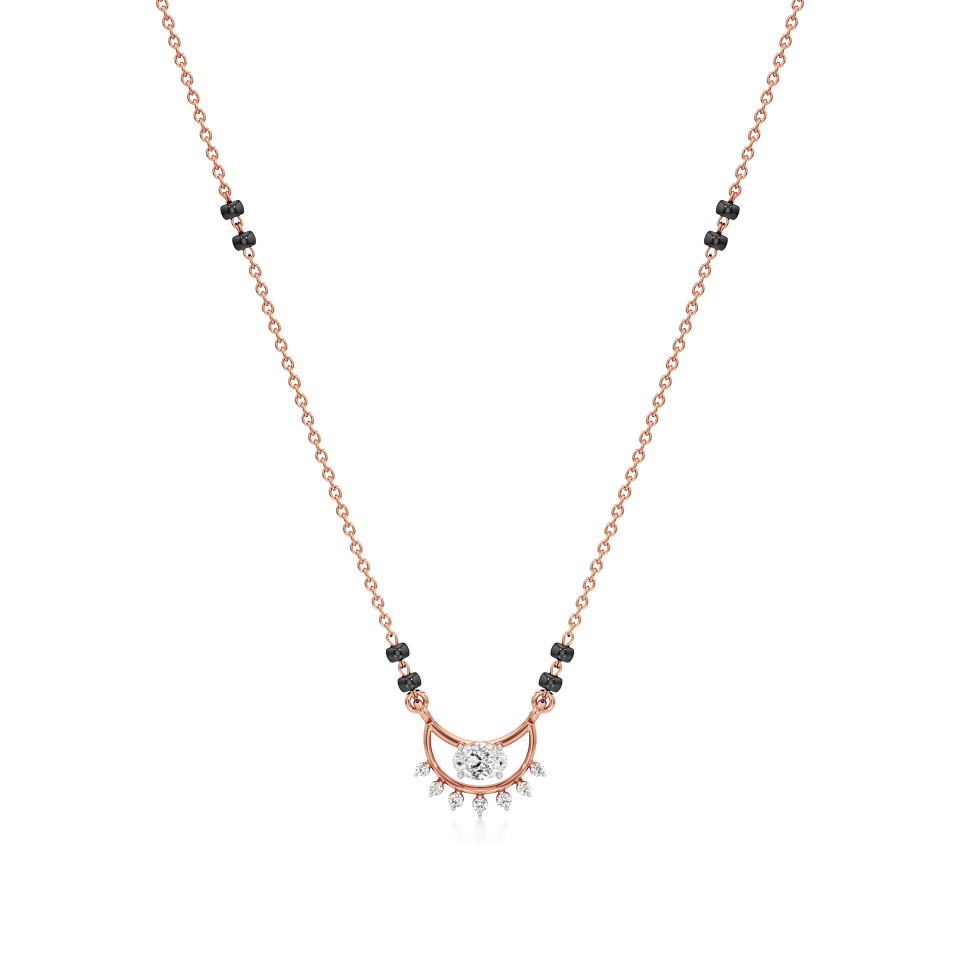 14k Rose Gold Radiant Arch Diamond Mangalsutra Necklace