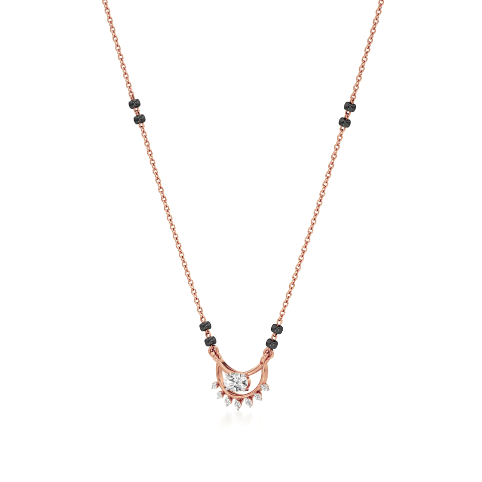 14k Rose Gold Radiant Arch Diamond Mangalsutra Necklace