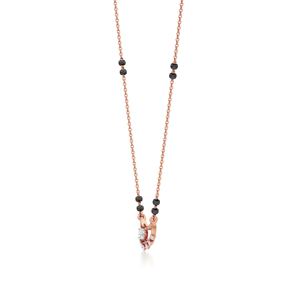 14k Rose Gold Radiant Arch Diamond Mangalsutra Necklace