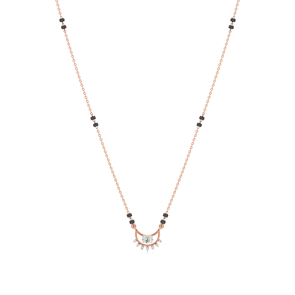 14k Rose Gold Radiant Arch Diamond Mangalsutra Necklace