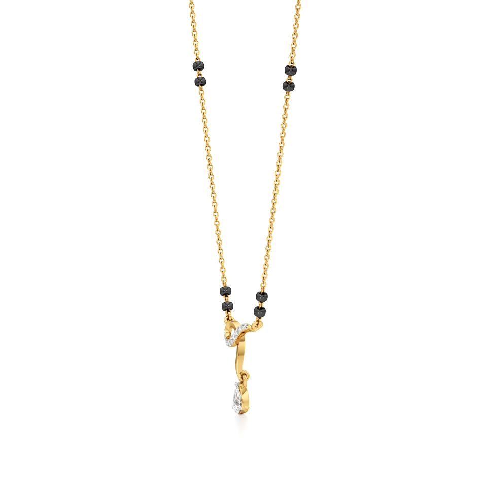 14k Yellow Gold Eternal Twist Diamond Mangalsutra Necklace