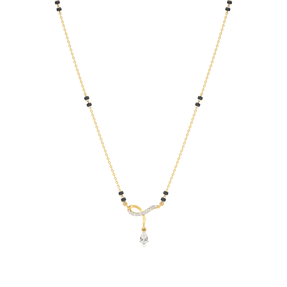 14k Yellow Gold Eternal Twist Diamond Mangalsutra Necklace