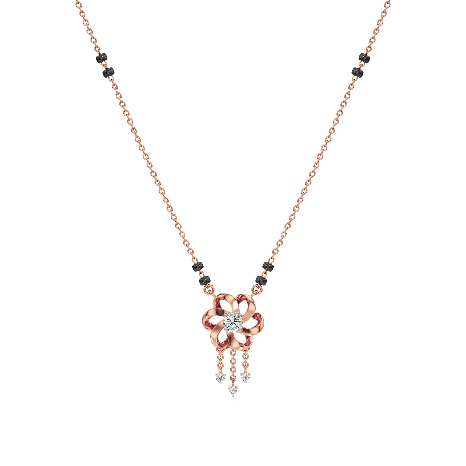 14k Rose Gold Floral Grace Diamond Mangalsutra Necklace