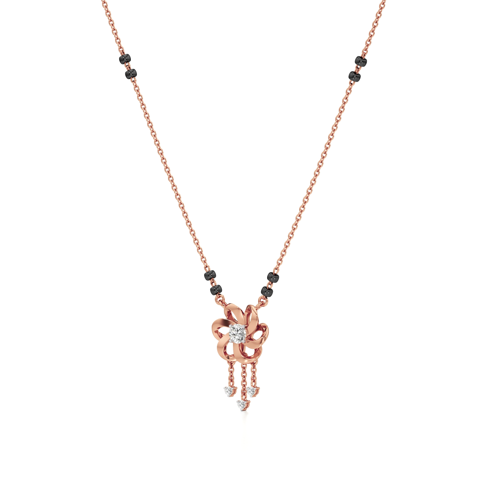 14k Rose Gold Floral Grace Diamond Mangalsutra Necklace