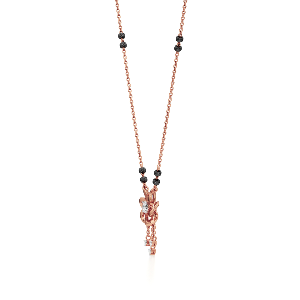 14k Rose Gold Floral Grace Diamond Mangalsutra Necklace