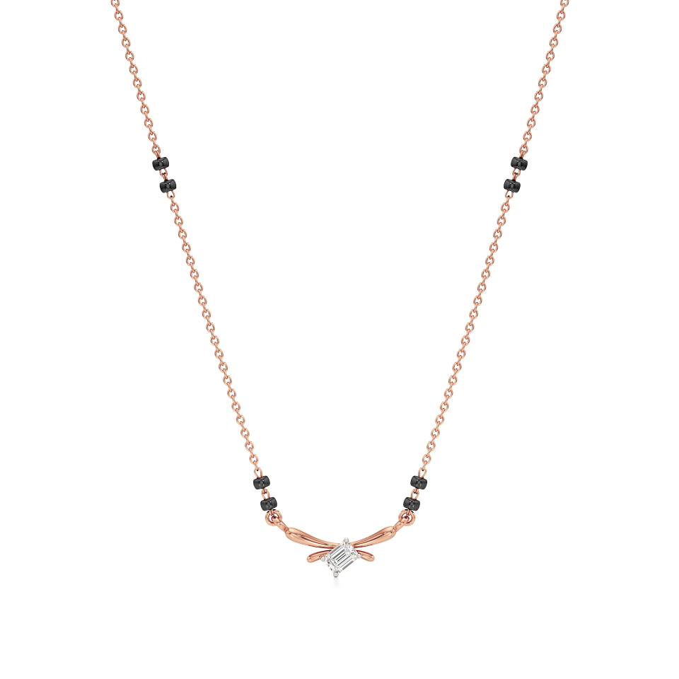 14k Rose Gold Minimal Spark Diamond Mangalsutra Necklace