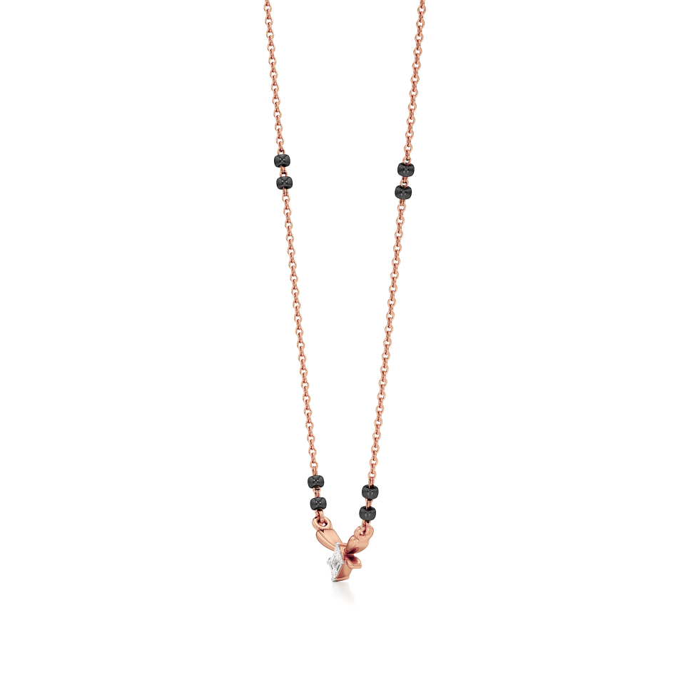 14k Rose Gold Minimal Spark Diamond Mangalsutra Necklace