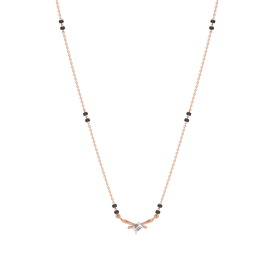 14k Rose Gold Minimal Spark Diamond Mangalsutra Necklace