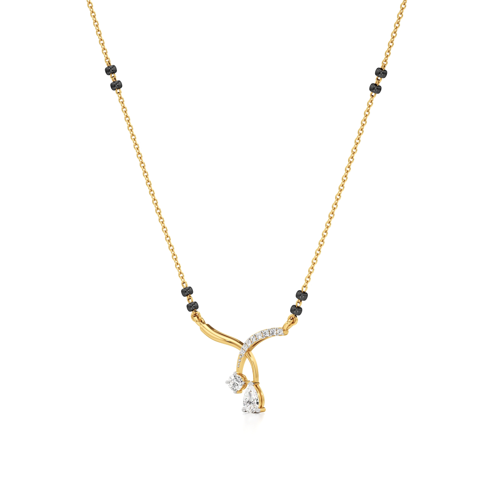 14k Yellow Gold Elegance Drop Diamond Mangalsutra Necklace