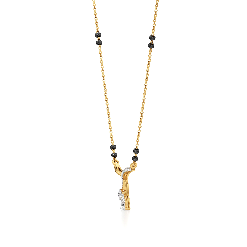 14k Yellow Gold Elegance Drop Diamond Mangalsutra Necklace