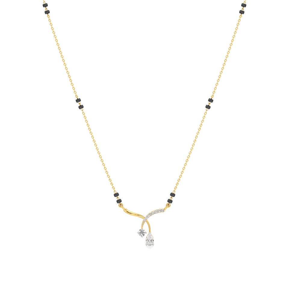 14k Yellow Gold Elegance Drop Diamond Mangalsutra Necklace