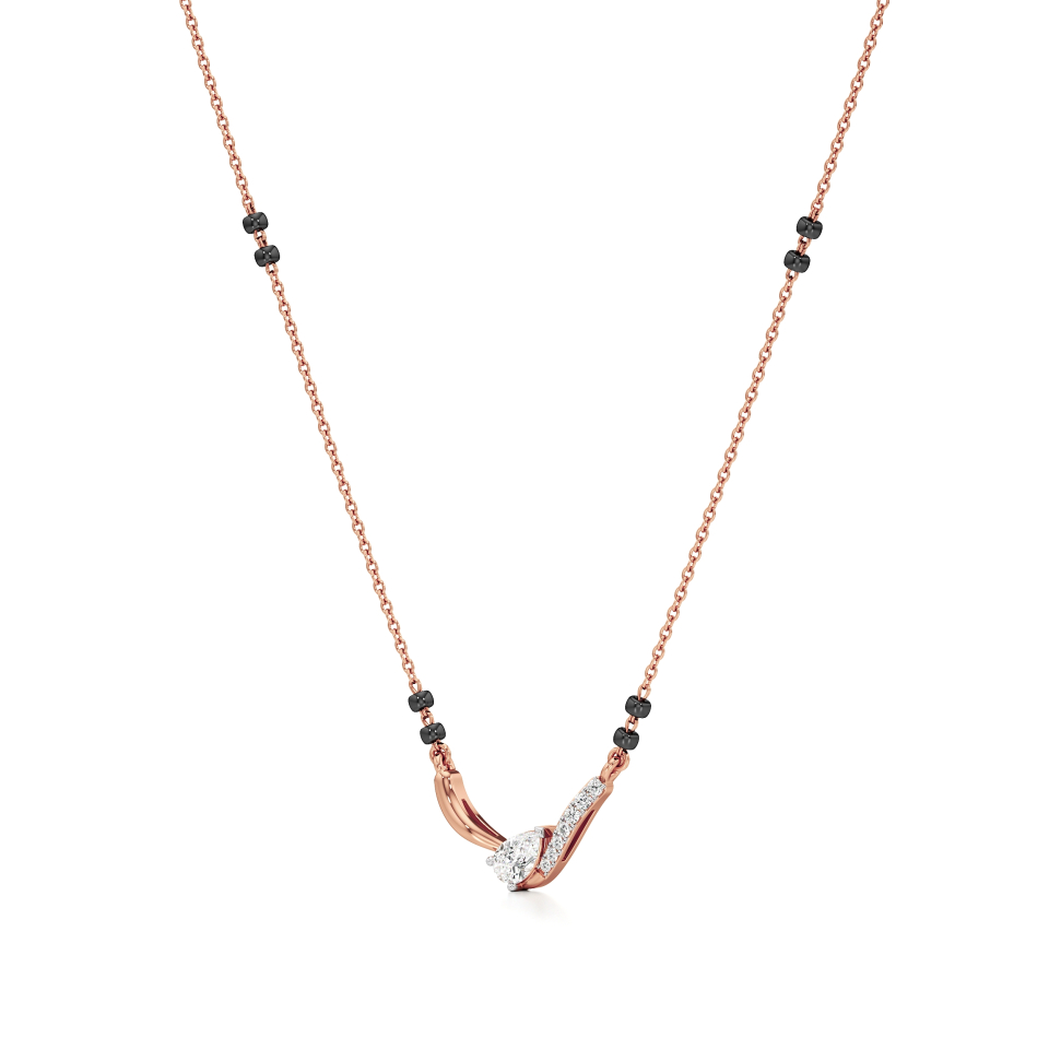 14k Rose Gold Radiant Flow Diamond Mangalsutra Necklace