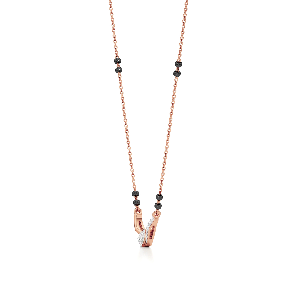 14k Rose Gold Radiant Flow Diamond Mangalsutra Necklace