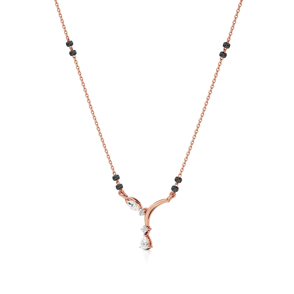 14k Rose Gold Grace Vine Diamond Mangalsutra Necklace