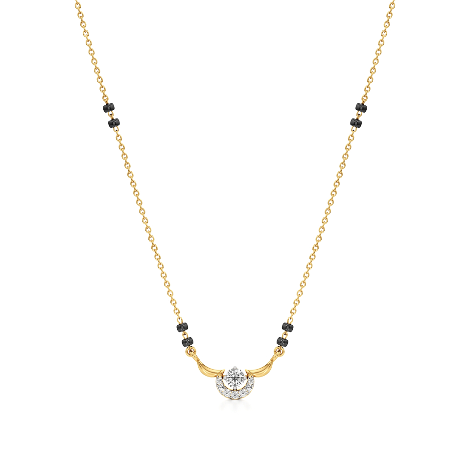 14k Yellow Gold Harmony Halo Diamond Mangalsutra Necklace