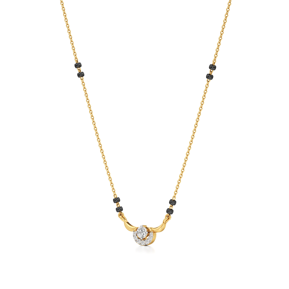 14k Yellow Gold Harmony Halo Diamond Mangalsutra Necklace