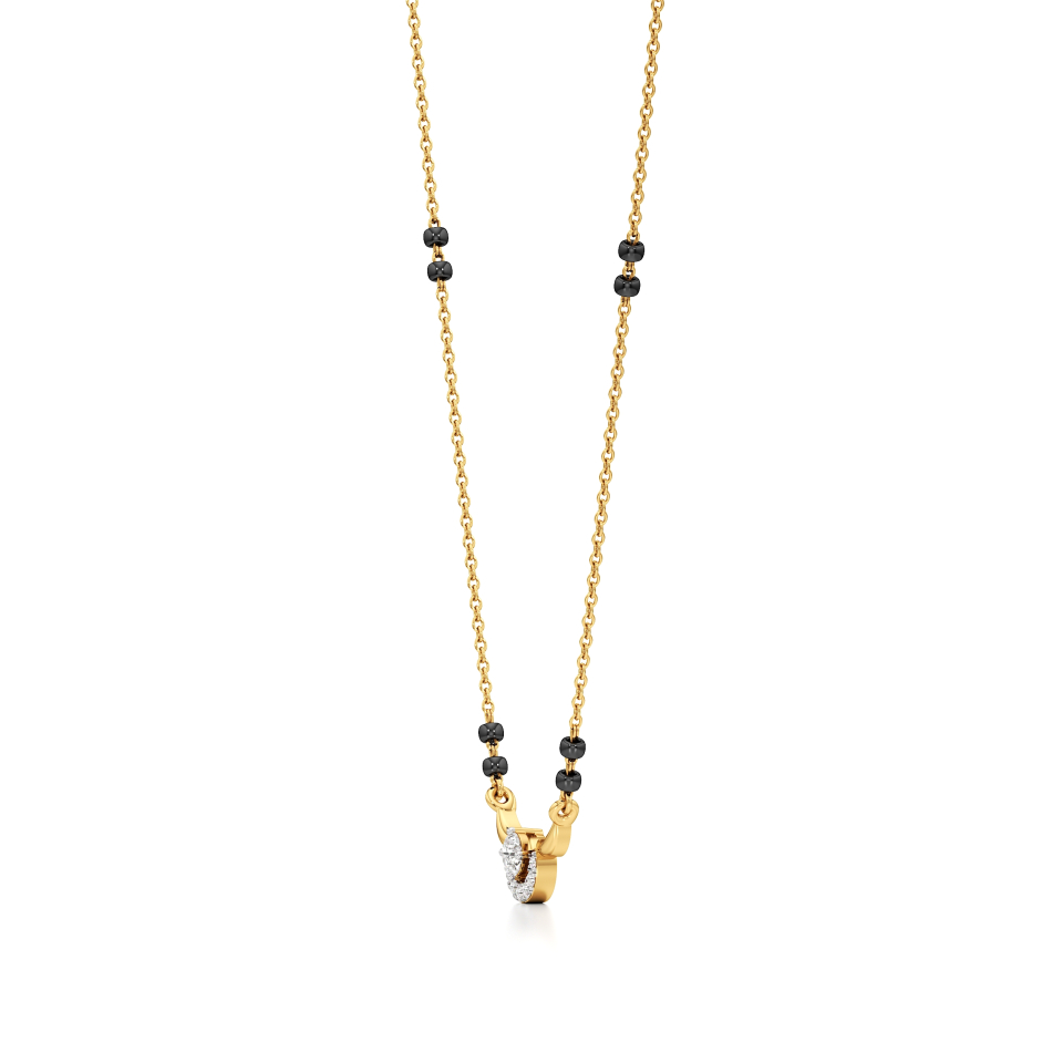 14k Yellow Gold Harmony Halo Diamond Mangalsutra Necklace