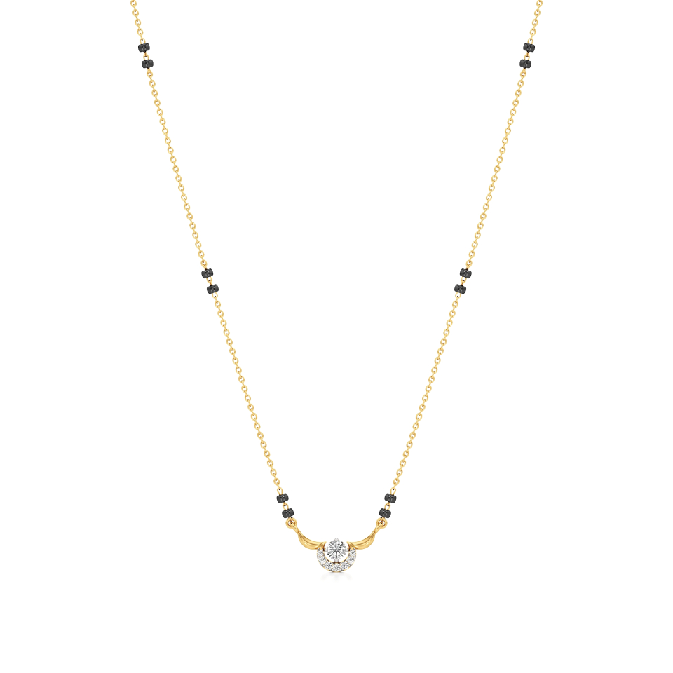 14k Yellow Gold Harmony Halo Diamond Mangalsutra Necklace