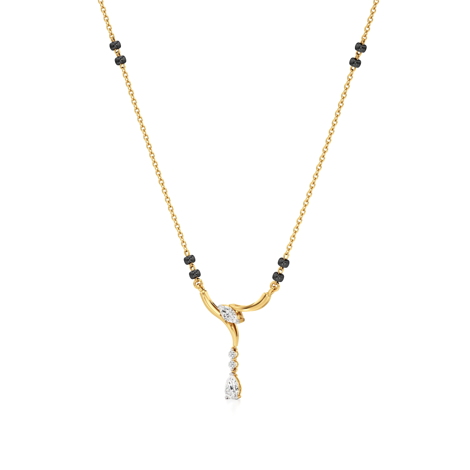 14k Yellow Gold Twilight Drop Diamond Mangalsutra Necklace