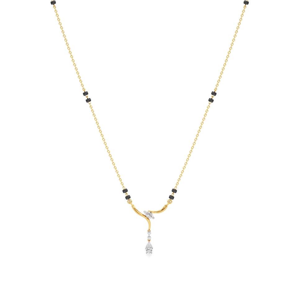 14k Yellow Gold Twilight Drop Diamond Mangalsutra Necklace