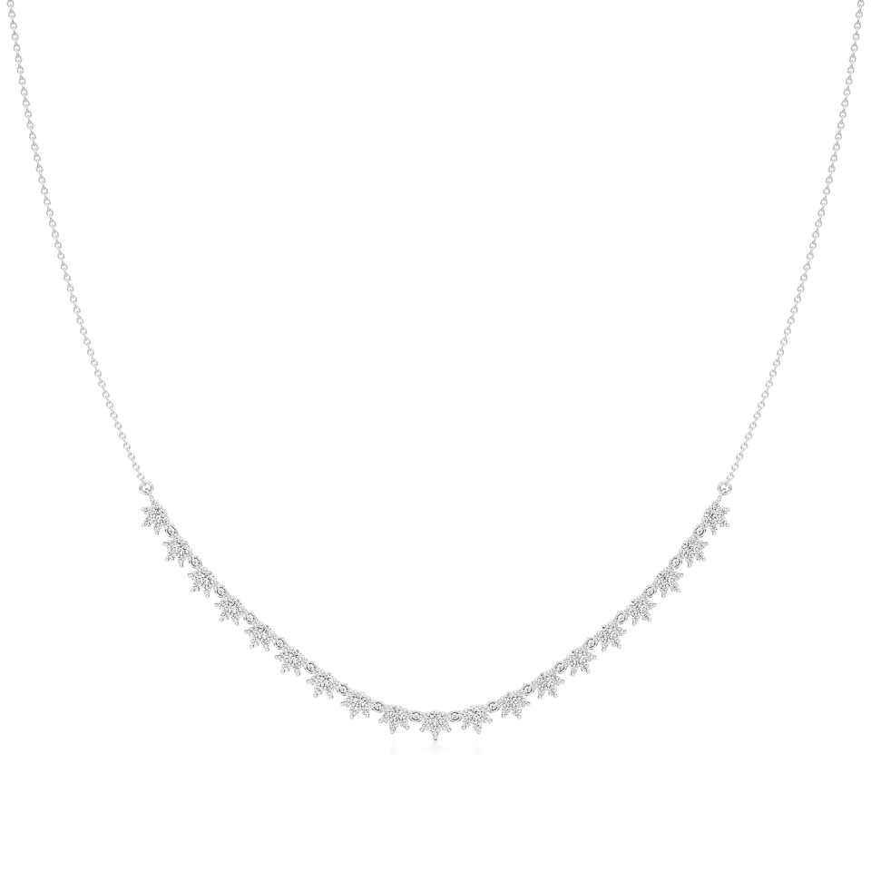 14k White Gold Starry Charm Diamond Necklace