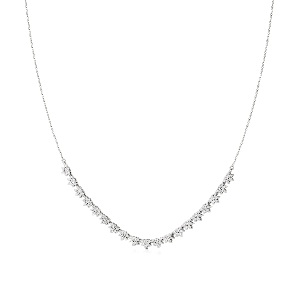 14k White Gold Starry Charm Diamond Necklace