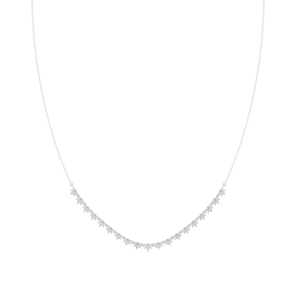 14k White Gold Starry Charm Diamond Necklace