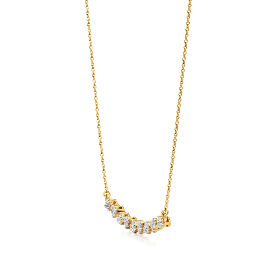 14k Yellow Gold Star Brilliance Bar Necklace