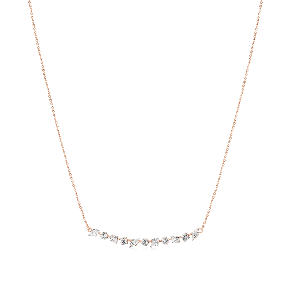 14k Rose Gold Dazzling Multishape Bar Necklace