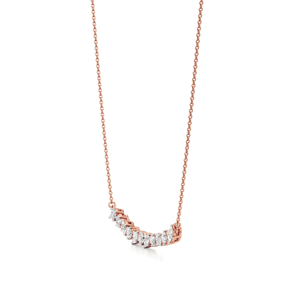 14k Rose Gold Dazzling Multishape Bar Necklace