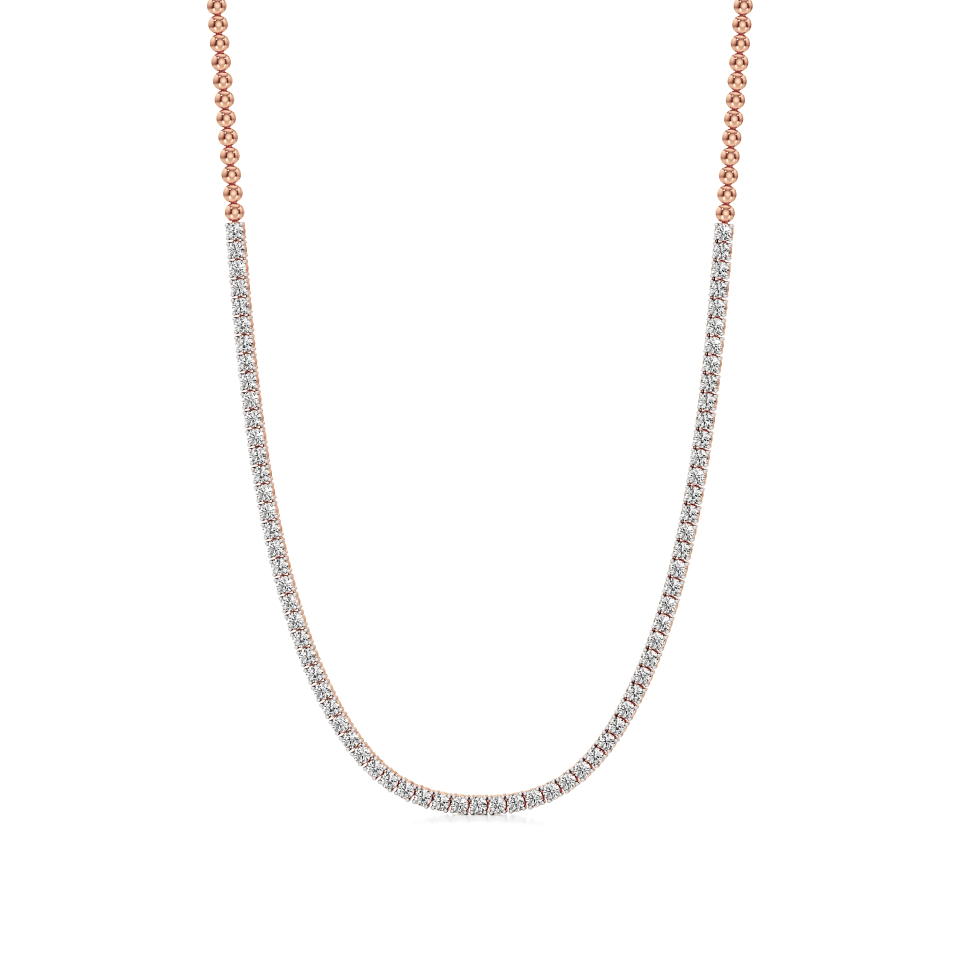 14k Rose Gold Timeless Half-Way Tennis Necklace