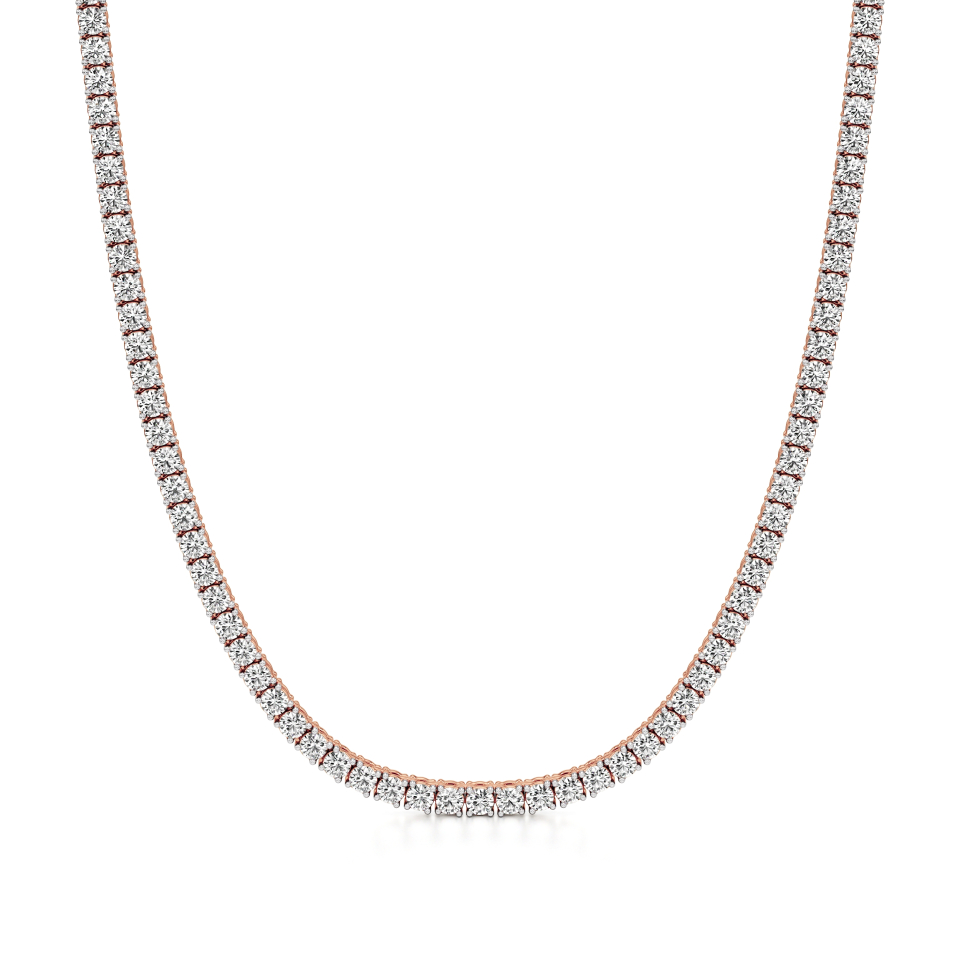 14k Rose Gold Timeless Half-Way Tennis Necklace