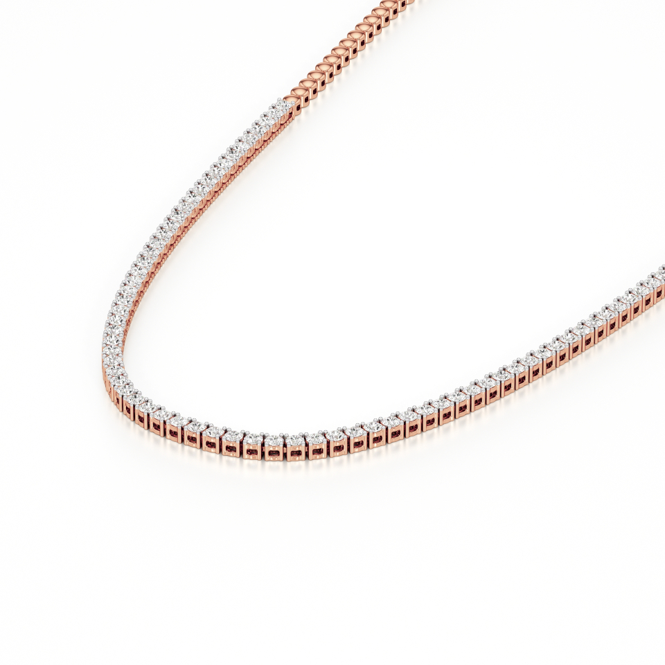 14k Rose Gold Timeless Half-Way Tennis Necklace