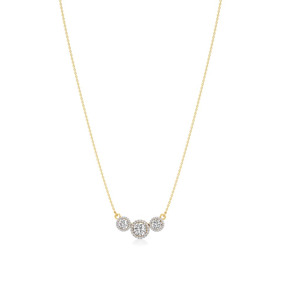 14k Yellow Gold Trinity Halo Necklace