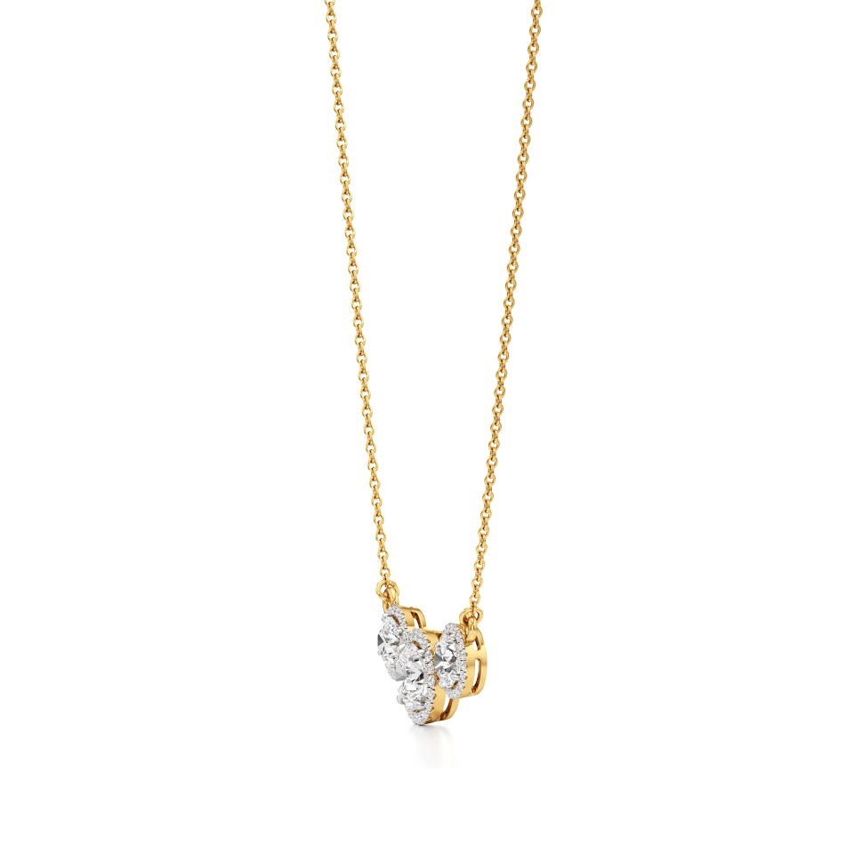 14k Yellow Gold Trinity Halo Necklace