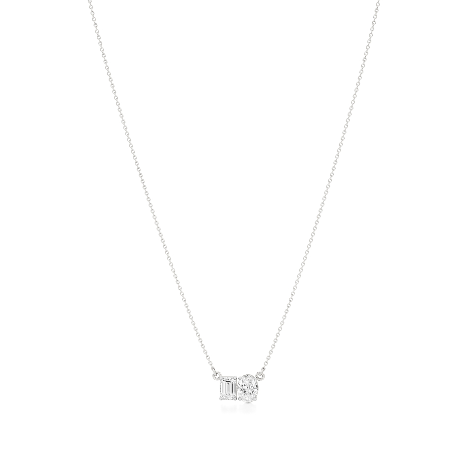 14k White Gold An Elegant Toi et Moi Necklace
