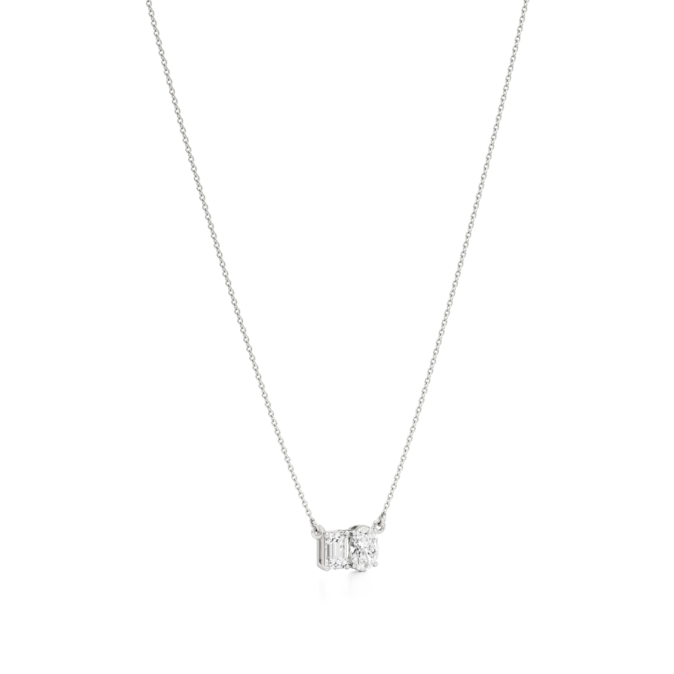 14k White Gold An Elegant Toi et Moi Necklace
